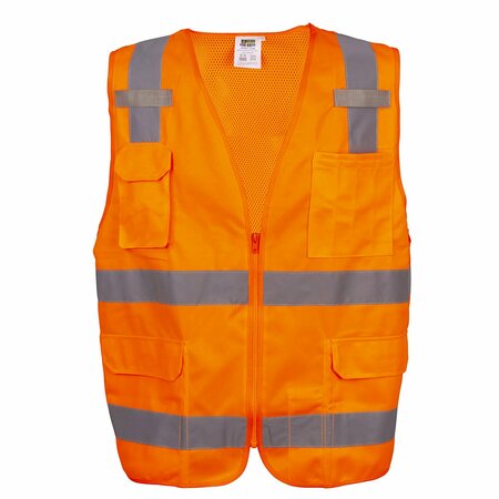 CORDOVA COR-BRITE Surveyor Vests, Orange, Solid Front Fabric & Polyester Mesh Back, M VS280M